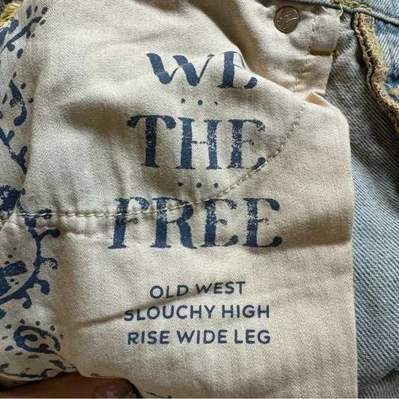 NWT Free People Old West Slouchy Jeans Wide Leg Denim We The Free Blue Tan 28 - Picture 12 of 17